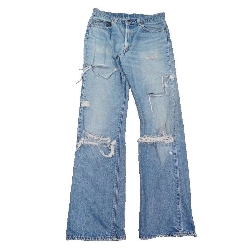 VTG Levis 517  Boot Cut Jeans Mens 33x36 Blue 80s Talon 42 USA Fade‎ Distressing